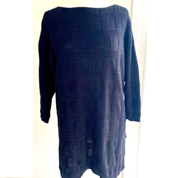 Pendleton Womens Black Cotton Blend Boat Neck  3/4 Sleeves Pullover Sweater - Picture 5 of 8